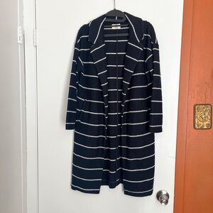 Marine Layer Navy and White nautical Striped Long Knit Cardigan